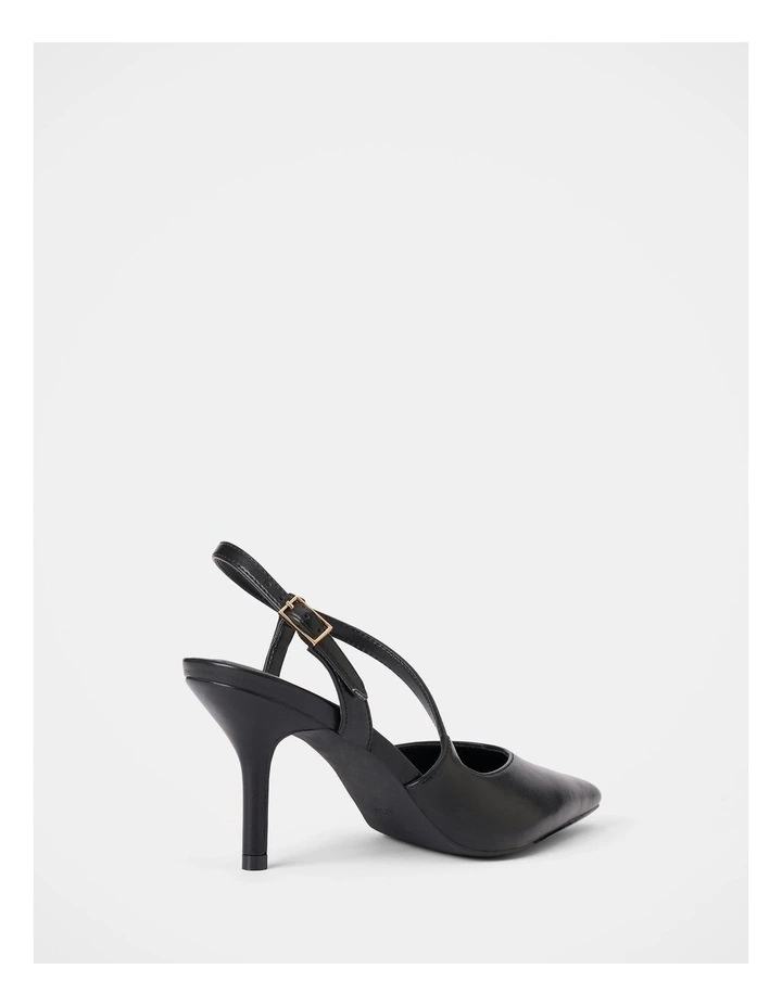 Lisa Asymmetrical Strapping Detail Court Shoes in Black image 4