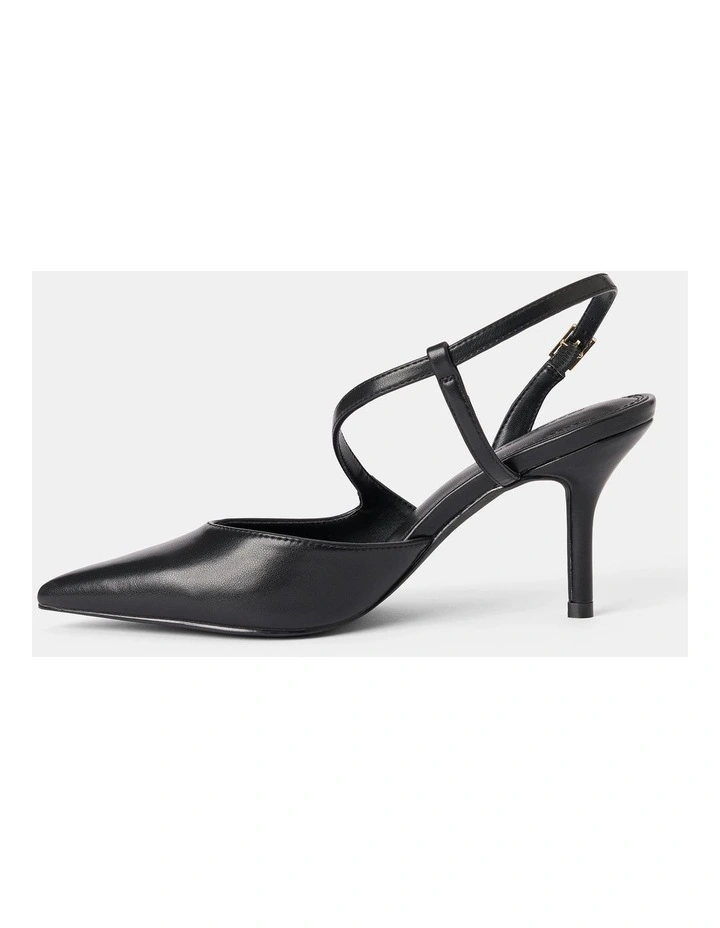 Lisa Asymmetrical Strapping Detail Court Shoes in Black image 4