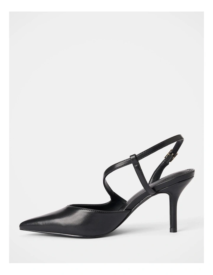 Lisa Asymmetrical Strapping Detail Court Shoes in Black image 5