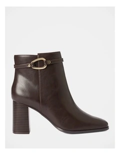 Rosanna Hardware Trim Heeled Ankle Boots in Brown