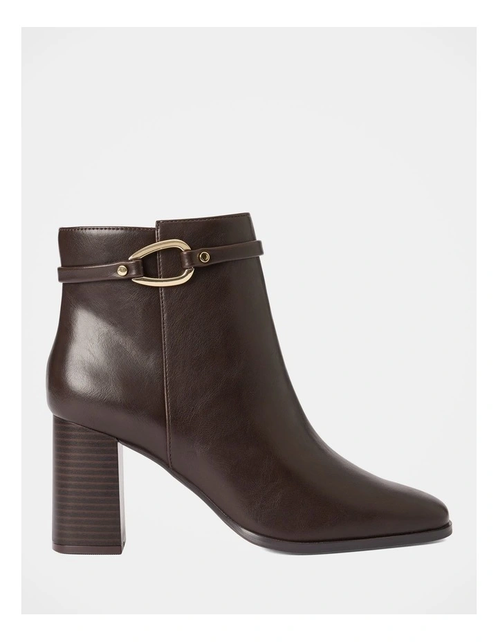 Rosanna Hardware Trim Heeled Ankle Boots in Brown image 1