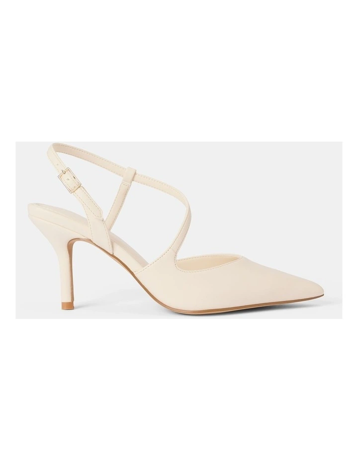 Lisa Asymmetrical Strapping Detail Court Shoes in Cream image 1