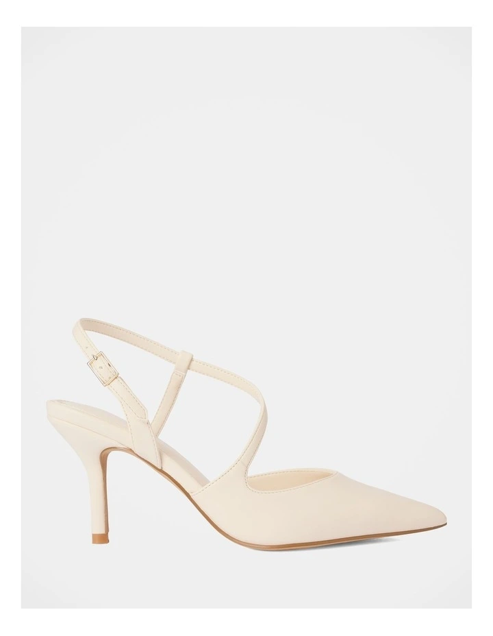 Lisa Asymmetrical Strapping Detail Court Shoes in Cream image 2