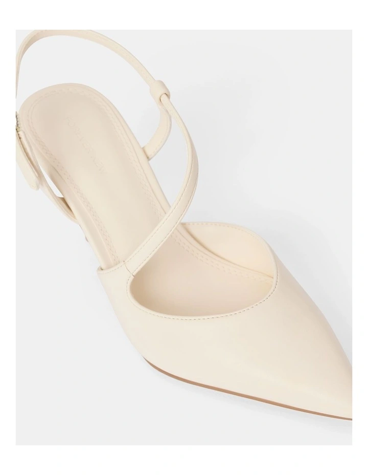 Lisa Asymmetrical Strapping Detail Court Shoes in Cream image 2