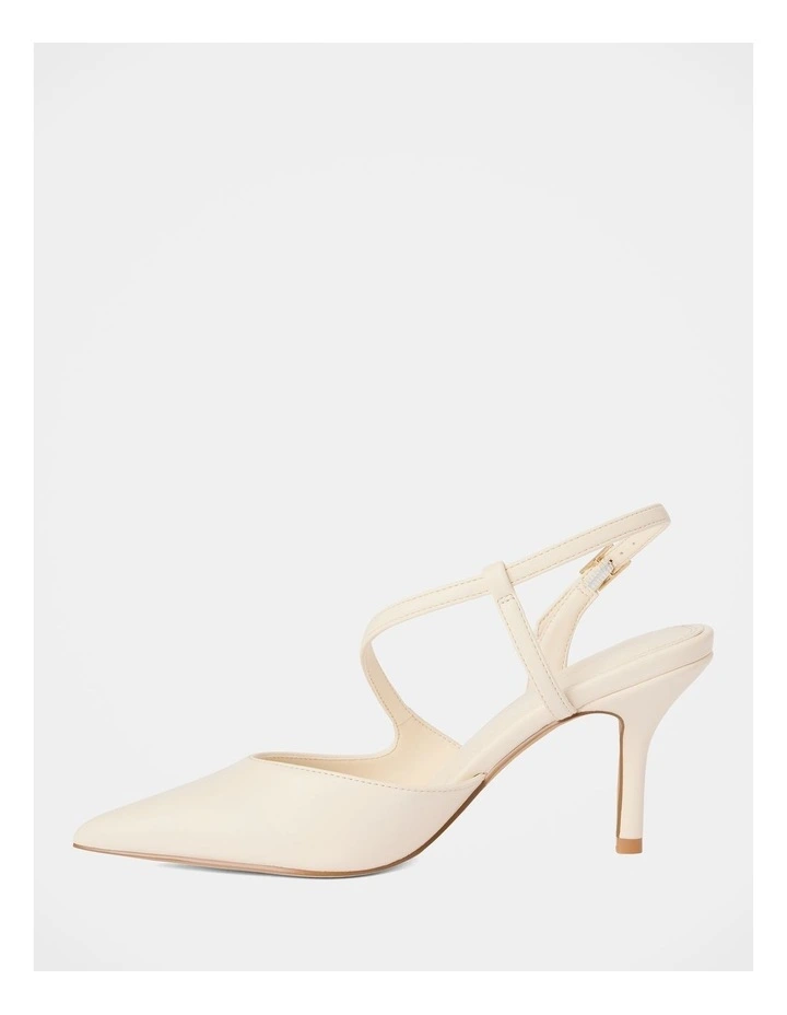 Lisa Asymmetrical Strapping Detail Court Shoes in Cream image 3