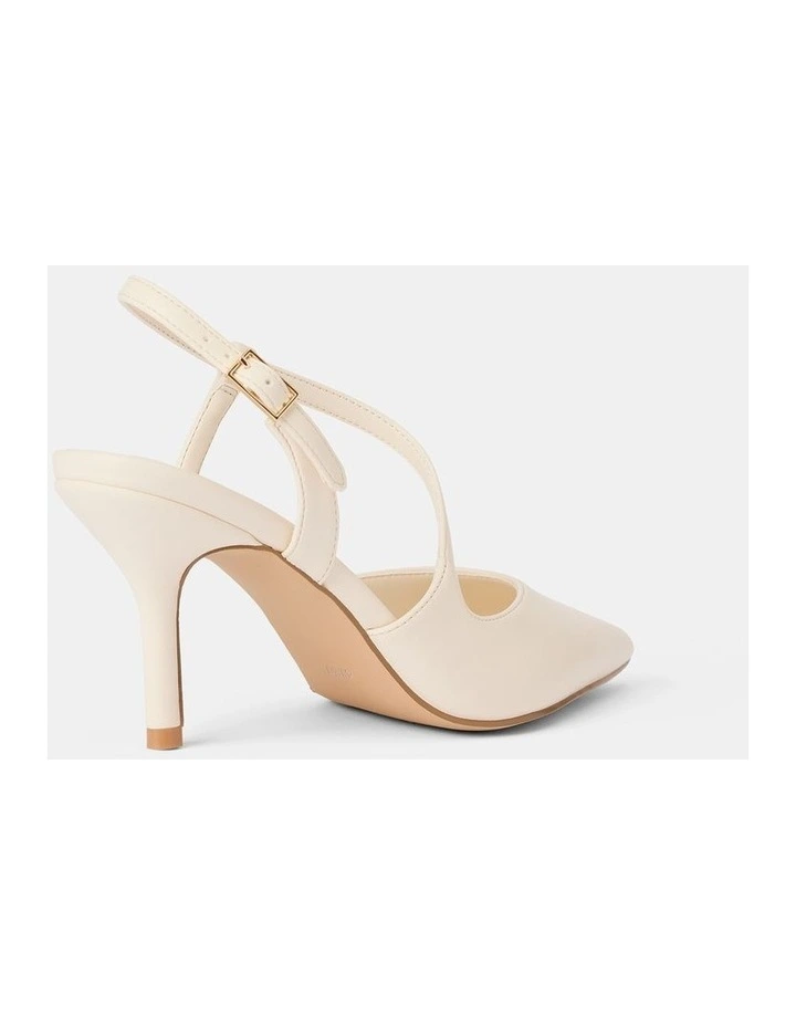 Lisa Asymmetrical Strapping Detail Court Shoes in Cream image 3