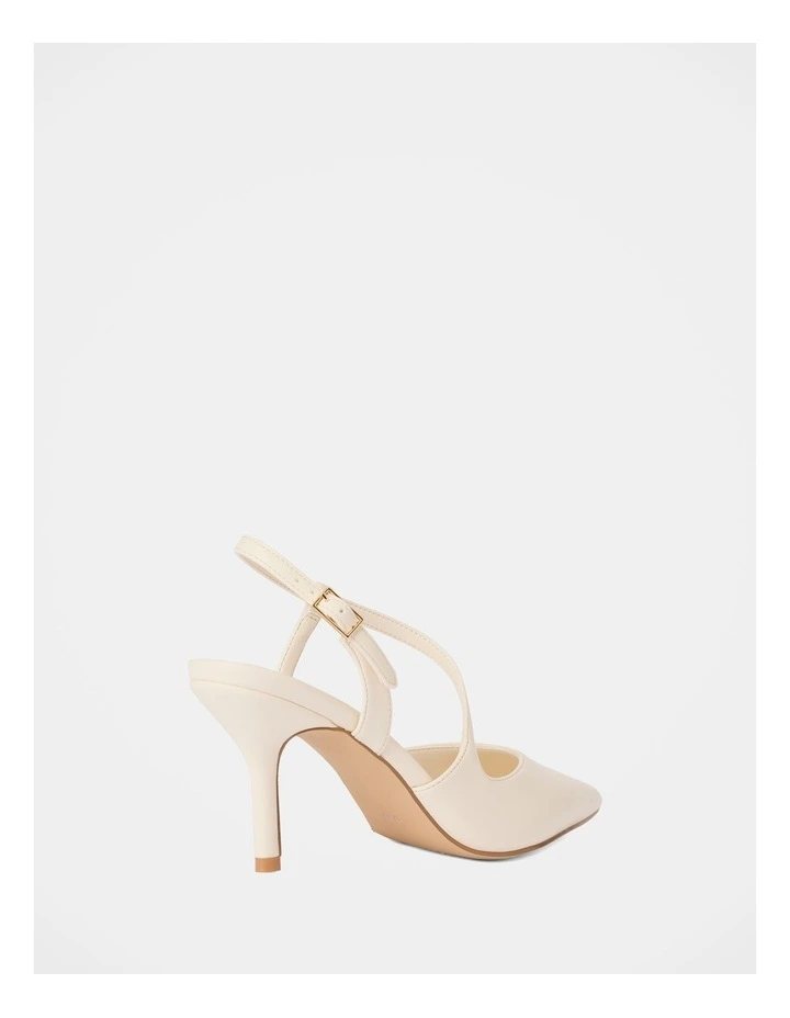 Lisa Asymmetrical Strapping Detail Court Shoes in Cream image 4