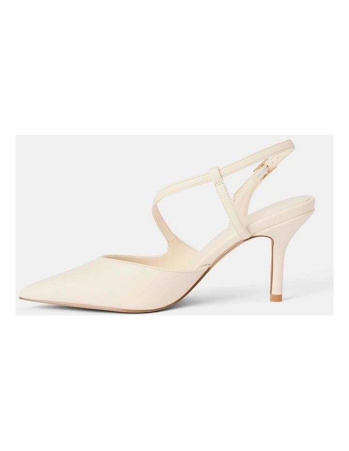 Lisa Asymmetrical Strapping Detail Court Shoes in Cream image 4