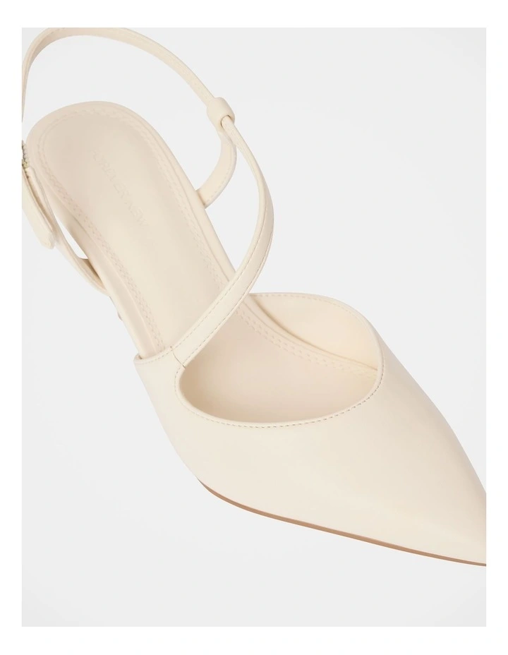Lisa Asymmetrical Strapping Detail Court Shoes in Cream image 5