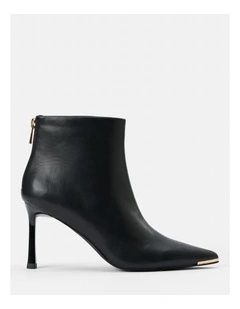Mandy Metal Inset Heeled Ankle Boots in Black