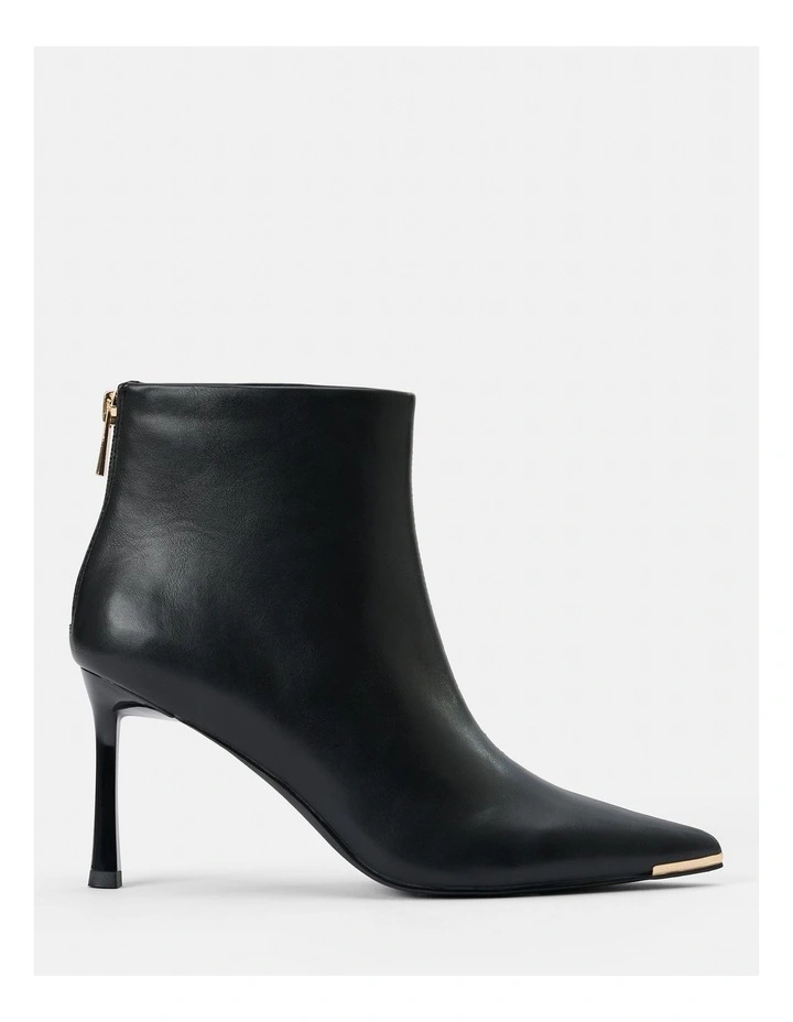 Mandy Metal Inset Heeled Ankle Boots in Black image 1