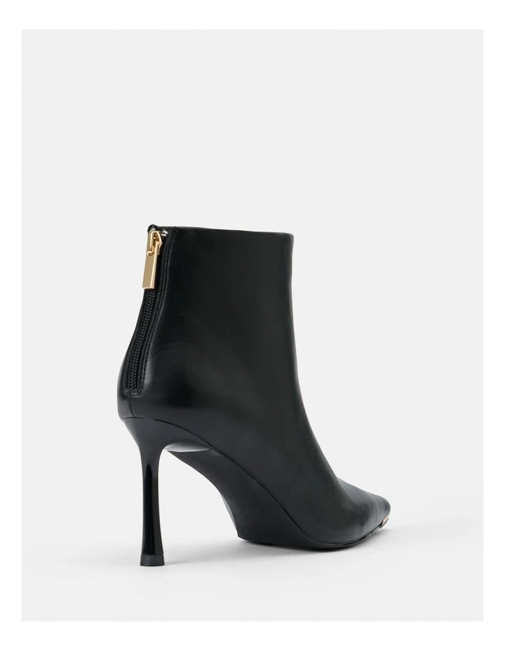 Mandy Metal Inset Heeled Ankle Boots in Black image 3