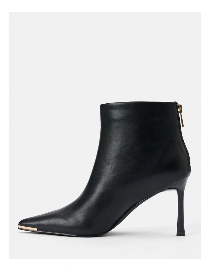 Mandy Metal Inset Heeled Ankle Boots in Black image 4