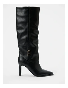 Danielle 2 Fold Over Knee Boots in Black