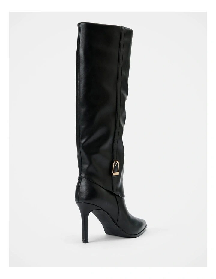 Danielle 2 Fold Over Knee Boots in Black image 2