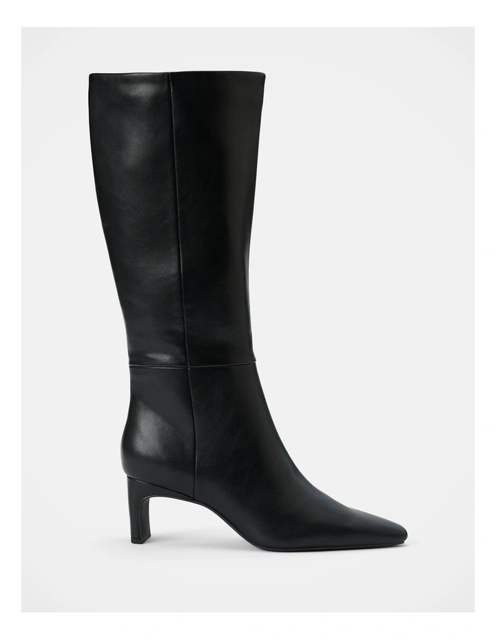Callie Knee Length Chisel Toe Boots in Black image 1