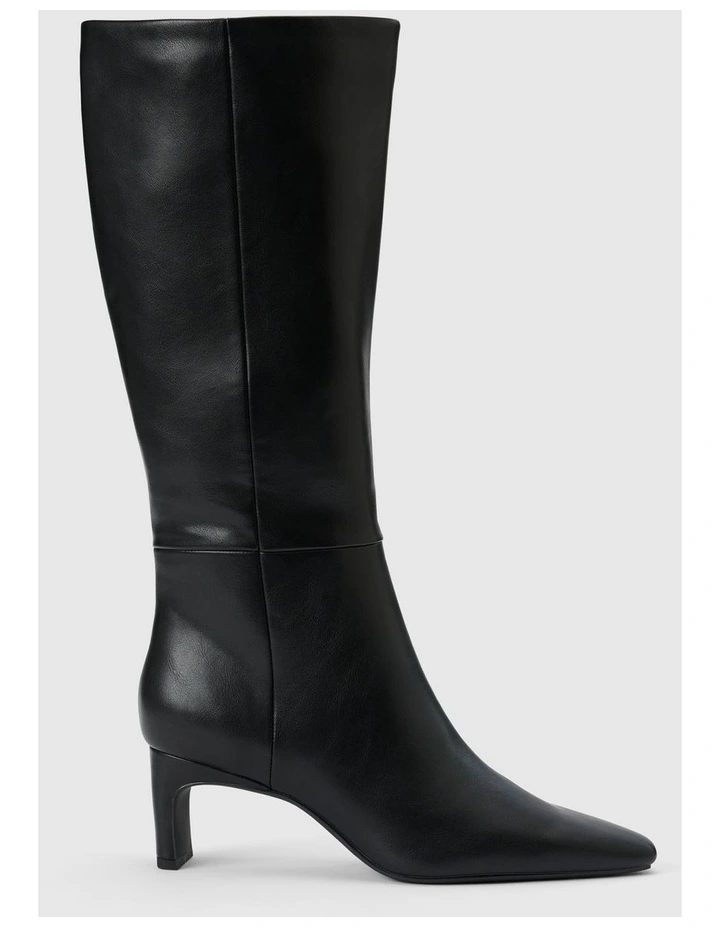 Callie Knee Length Chisel Toe Boots in Black image 1
