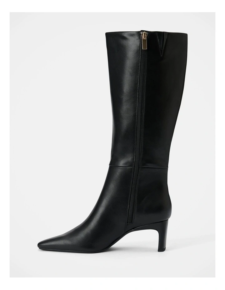 Callie Knee Length Chisel Toe Boots in Black image 2