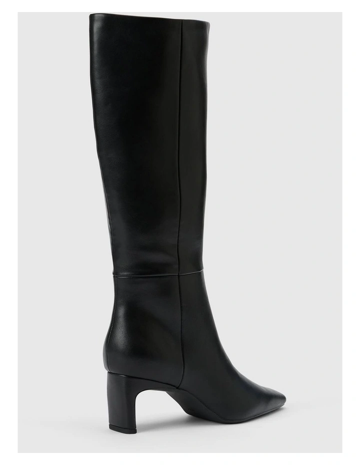 Callie Knee Length Chisel Toe Boots in Black image 2
