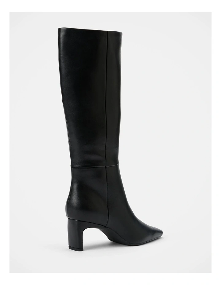 Callie Knee Length Chisel Toe Boots in Black image 3