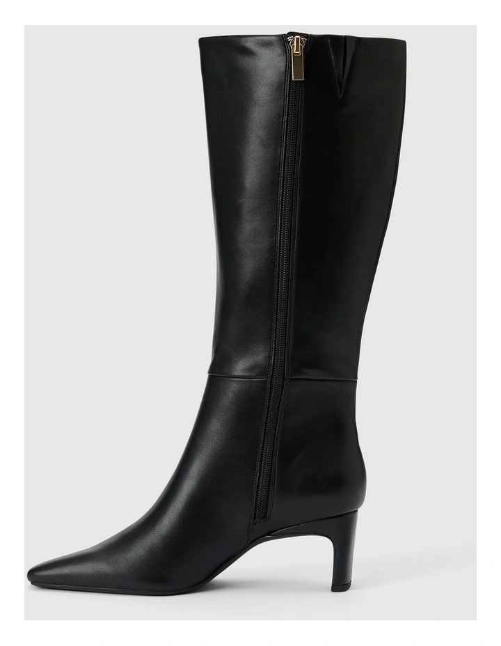 Callie Knee Length Chisel Toe Boots in Black image 4
