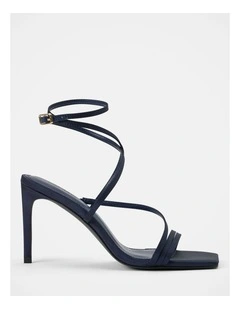 Monica 2 Ankle Wrap Heeled Sandals in Navy