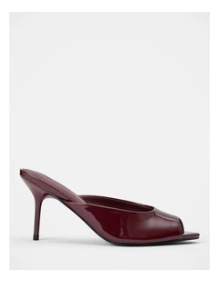 Roxy Peep Toe Mules in Burgundy