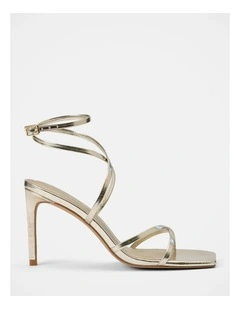 Monica Ankle Wrap Heeled Sandals in Gold