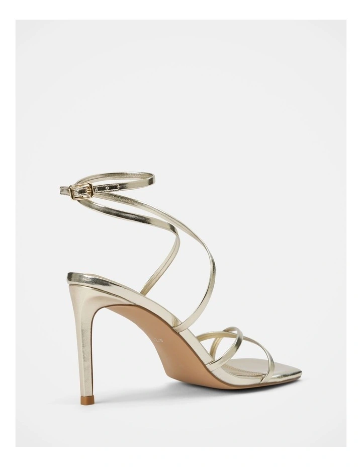 Monica Ankle Wrap Heeled Sandals in Gold image 3