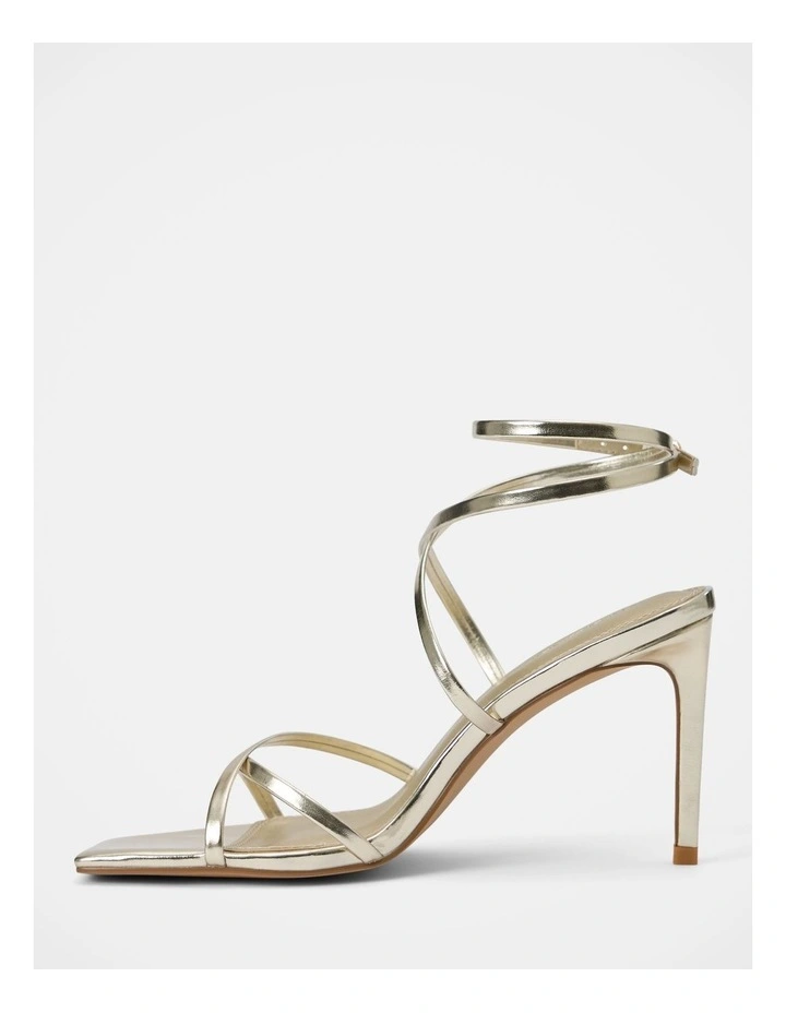 Monica Ankle Wrap Heeled Sandals in Gold image 4