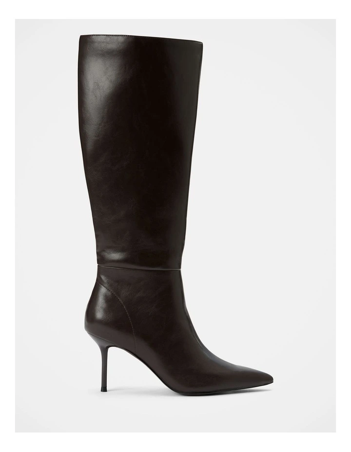 Nicolette High Heeled Pointy Toe Boots in Chocolate image 1