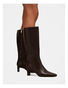 Callie Knee Length Chisel Toe Boots in Chocolate