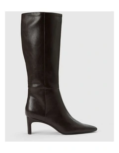 Callie Knee Length Chisel Toe Boots in Chocolate