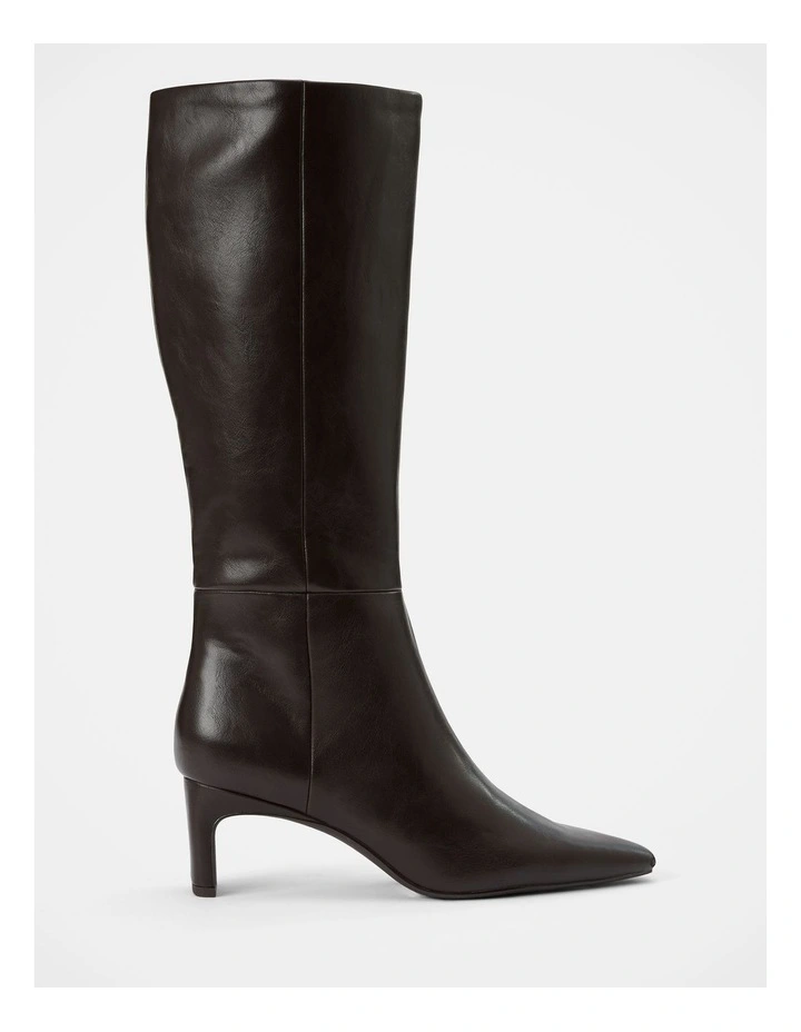 Callie Knee Length Chisel Toe Boots in Chocolate image 2