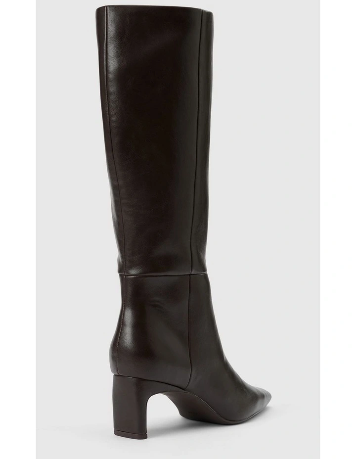 Callie Knee Length Chisel Toe Boots in Chocolate image 2