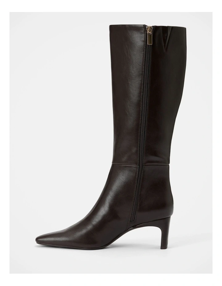 Callie Knee Length Chisel Toe Boots in Chocolate image 3