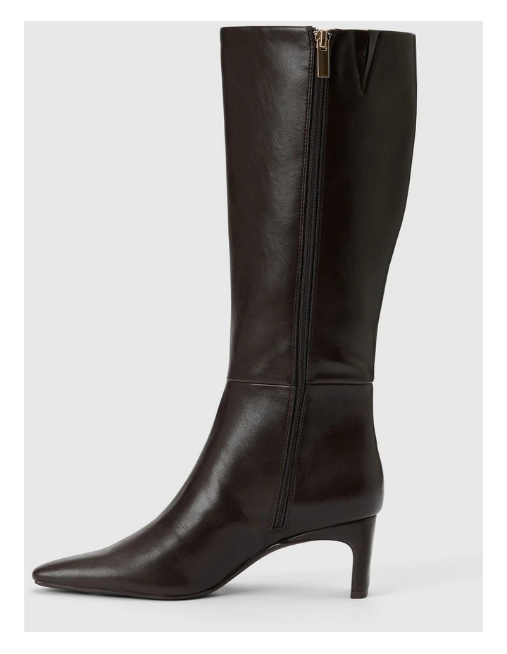Callie Knee Length Chisel Toe Boots in Chocolate image 4