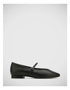 Amber Leather Flat in Black