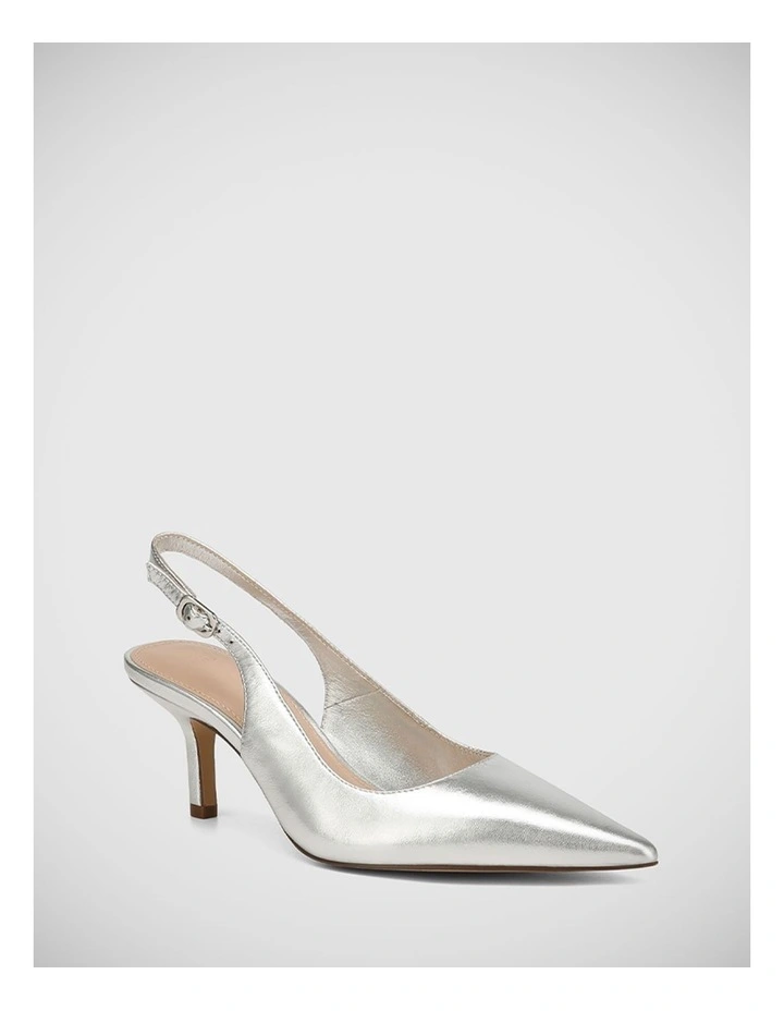 Leia Metallic Leather Slingback in Silverware image 2