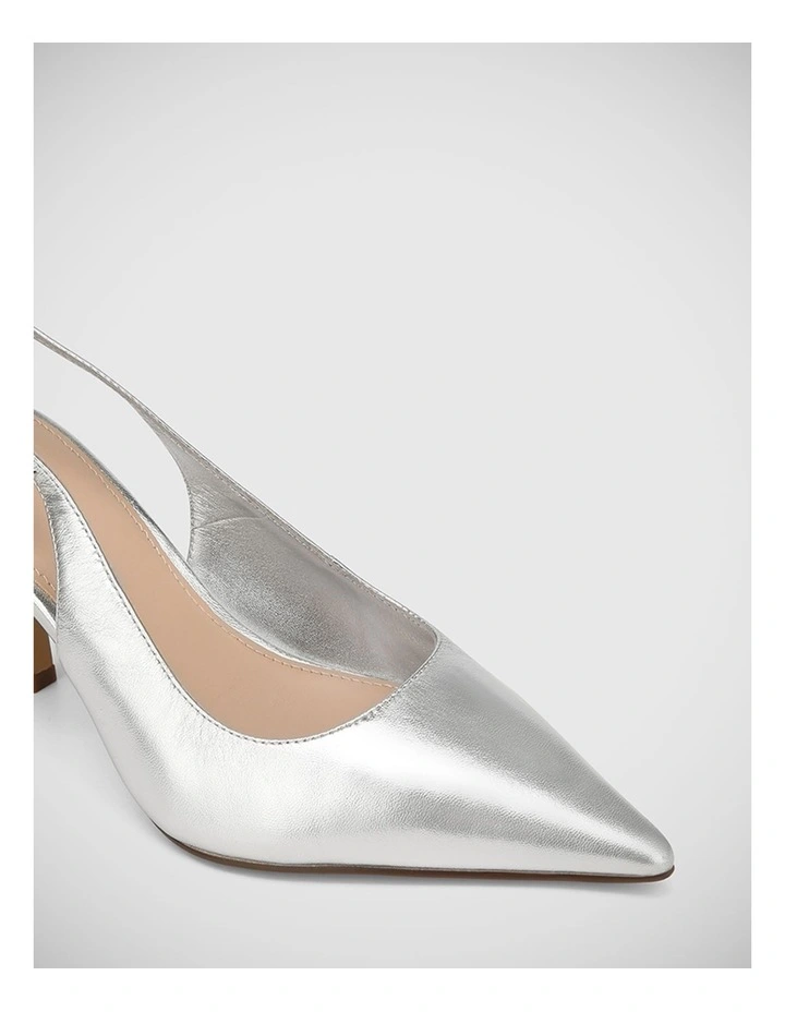 Leia Metallic Leather Slingback in Silverware image 3