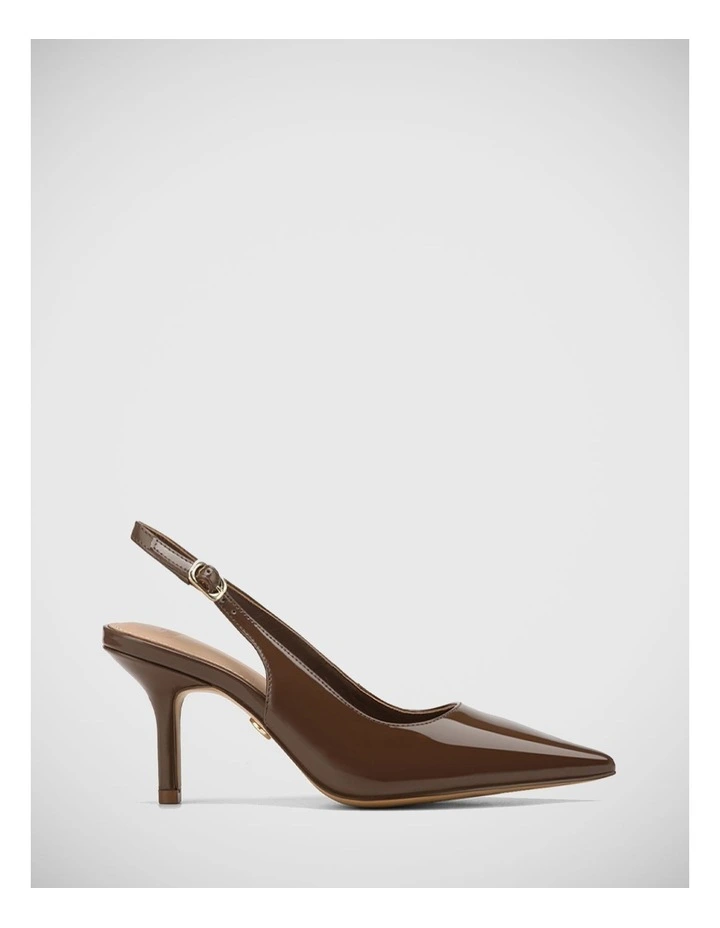 Leia Patent Leather Heel in Brown image 1
