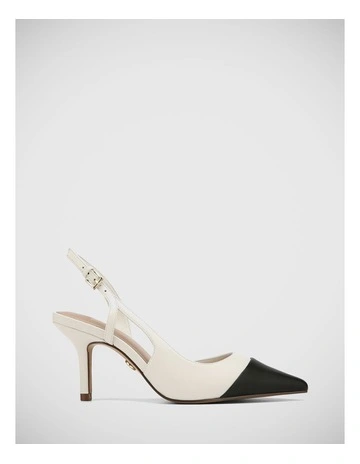 Lane Leather Slingback in White/Black