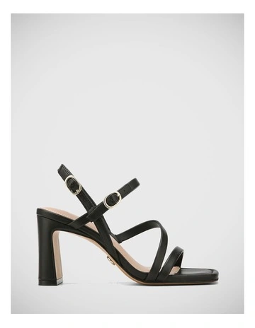 Primo Leather Strappy Heel in Black