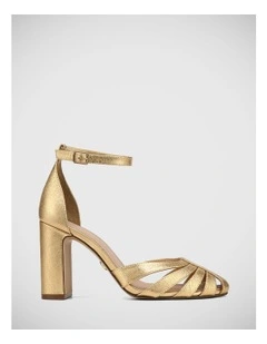 Phyliss Metallic Leather Heel in Gold