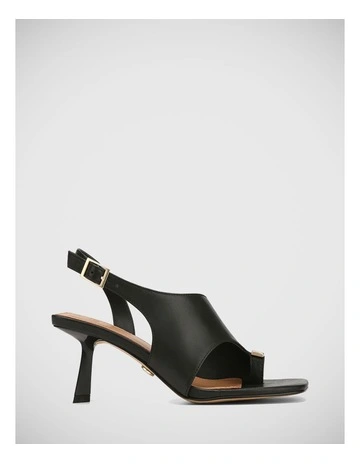 Isla Leather Asymmetrical Heel in Black