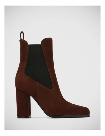 Haze Suede Ankle Leather Boots in Brown