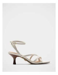 Kailee Leather Strappy Heel in Off White