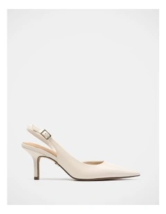 Livy Leather Slingback in Vintage Ivory