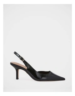 Livy Shiny Leather Slingback in Black