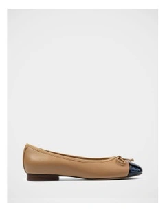Avah Leather Ballet Flat in Dark Sand